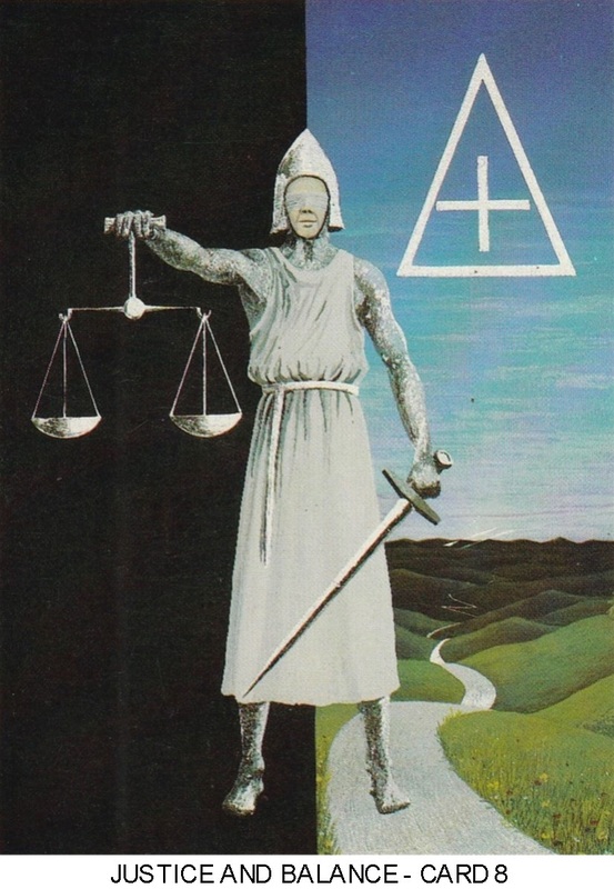 Justice and Balance Card from the Virsel Tarot, formerly known as the Tarot of Frownstrong.